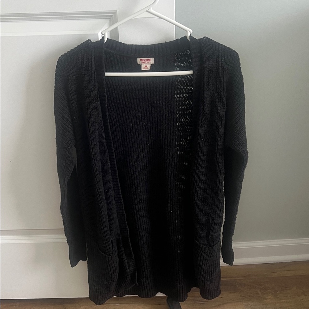 Mossimo Supply Co. Black Open-Front Knit Cardigan with Pockets